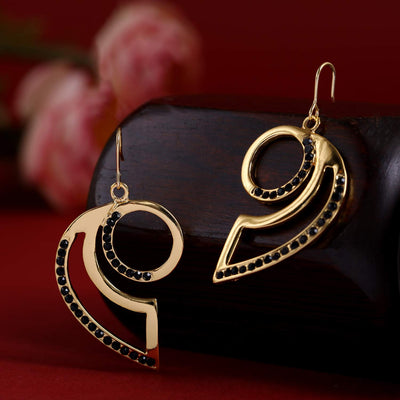Estele Gold Tone Oval Shape Crystal Dangle Earrings for women