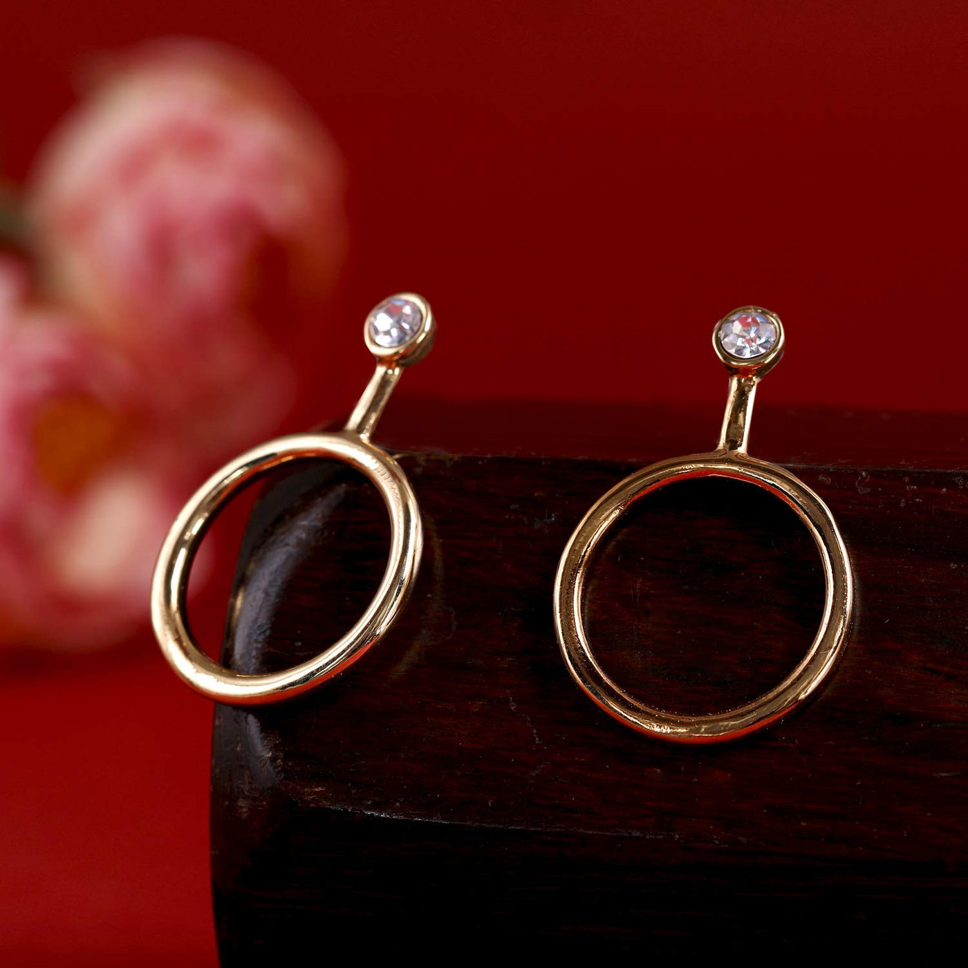 Estele Non-Precious Metal Gold Stylish Circular Design Hoop Earrings for Girls/Womens