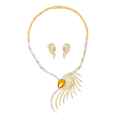 Estele Gold & Rhodium Plated Spike Designer Necklace Set with Crystals for Women