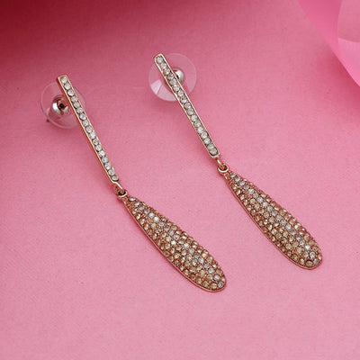 Estele line drop fancy white stones fancy earrings for women