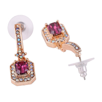 Estele Purple lusture stone drop latest earrings for women