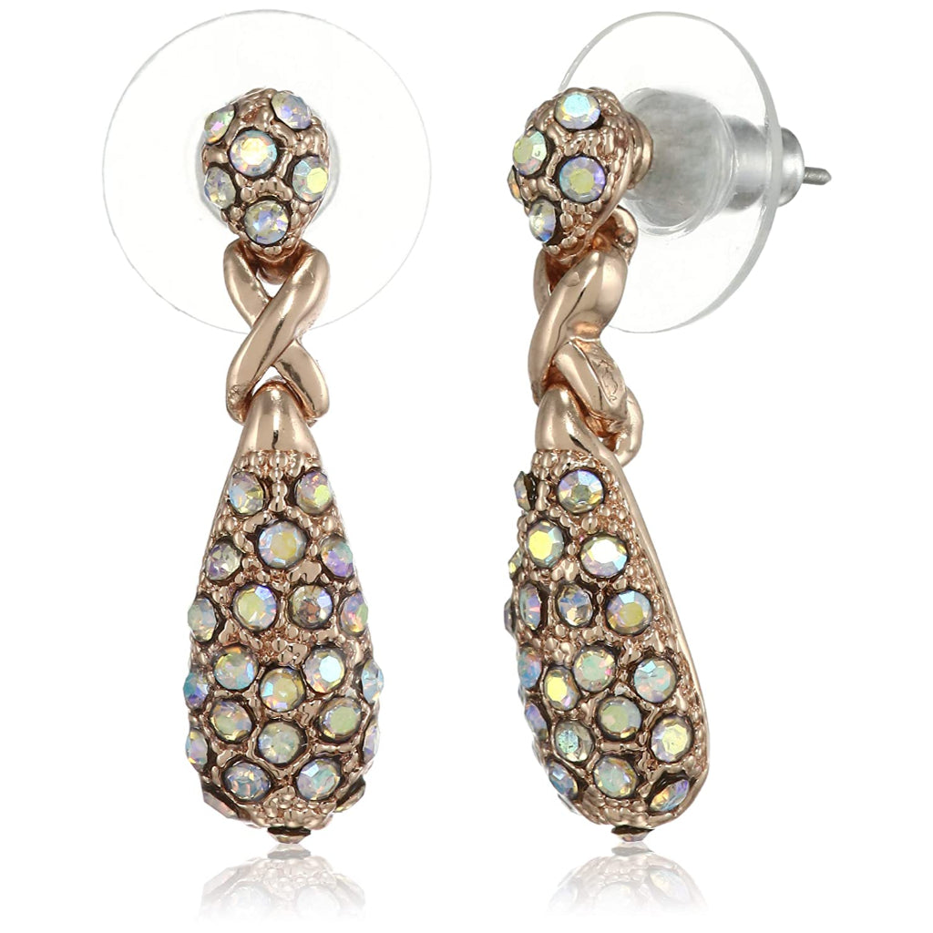 Estele white colour stone tear drop latest collection earrings for women