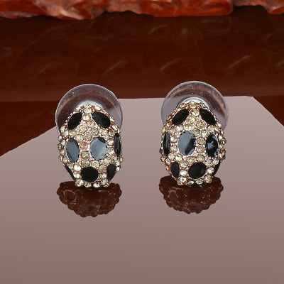 Estele Gold Plated Black beauty stone studs for fashionable and trendy women