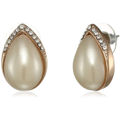 Estele Cream colour sophisticated real pearl drop studs for women