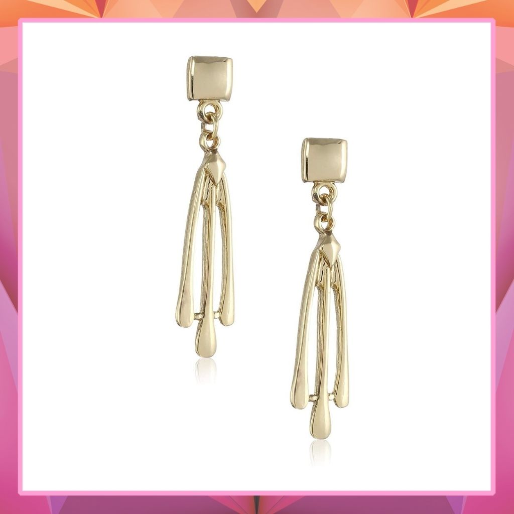 Estele Gold Plated Trident Dangle Earrings for women