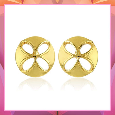 Estele Gold Plated Round Shape Stud With White Austrian crystal Stone Earrings