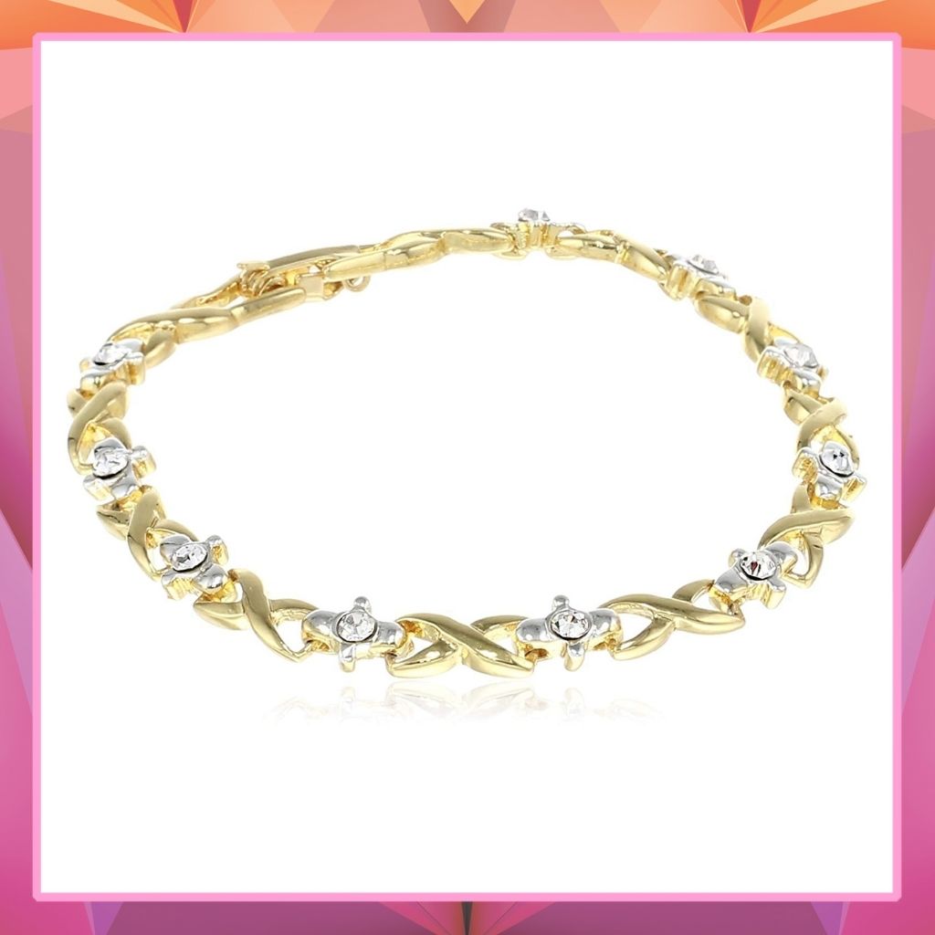 Estele Gold Plate Bracelet with Fancy Austrian Crystals for women