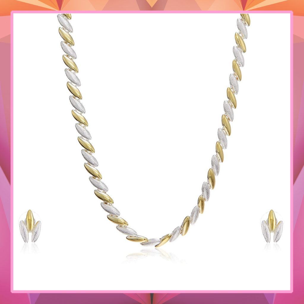 Estele 24 Kt Gold and Silver Plated Chain Necklace Set  for women