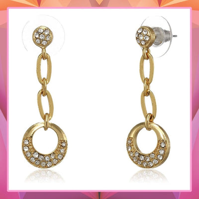 Estele Gold Plated Chained Circle Dangle Earrings for women