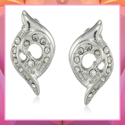 Estele Silver Plated Diya Stud Earrings for women