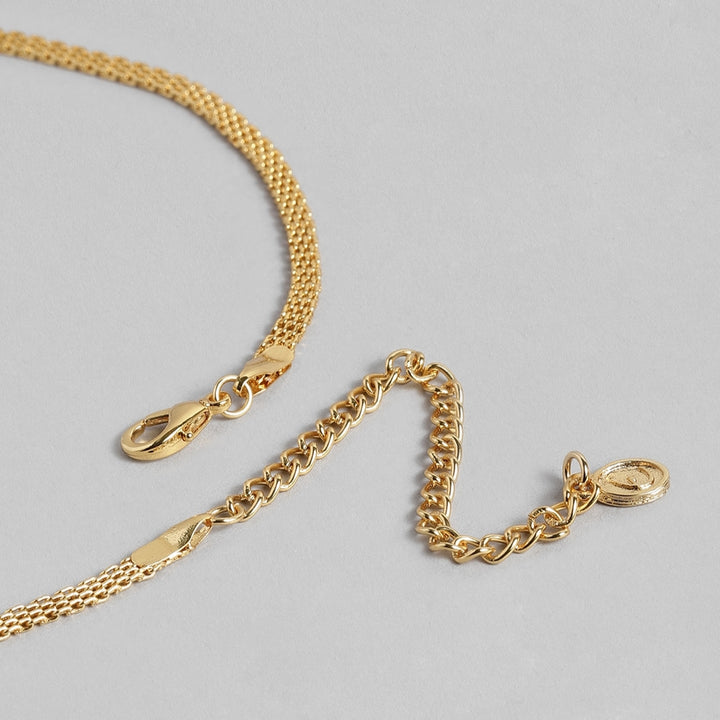Stylish Matt Gold plated American Diamond CZ Banded Tulip Necklace