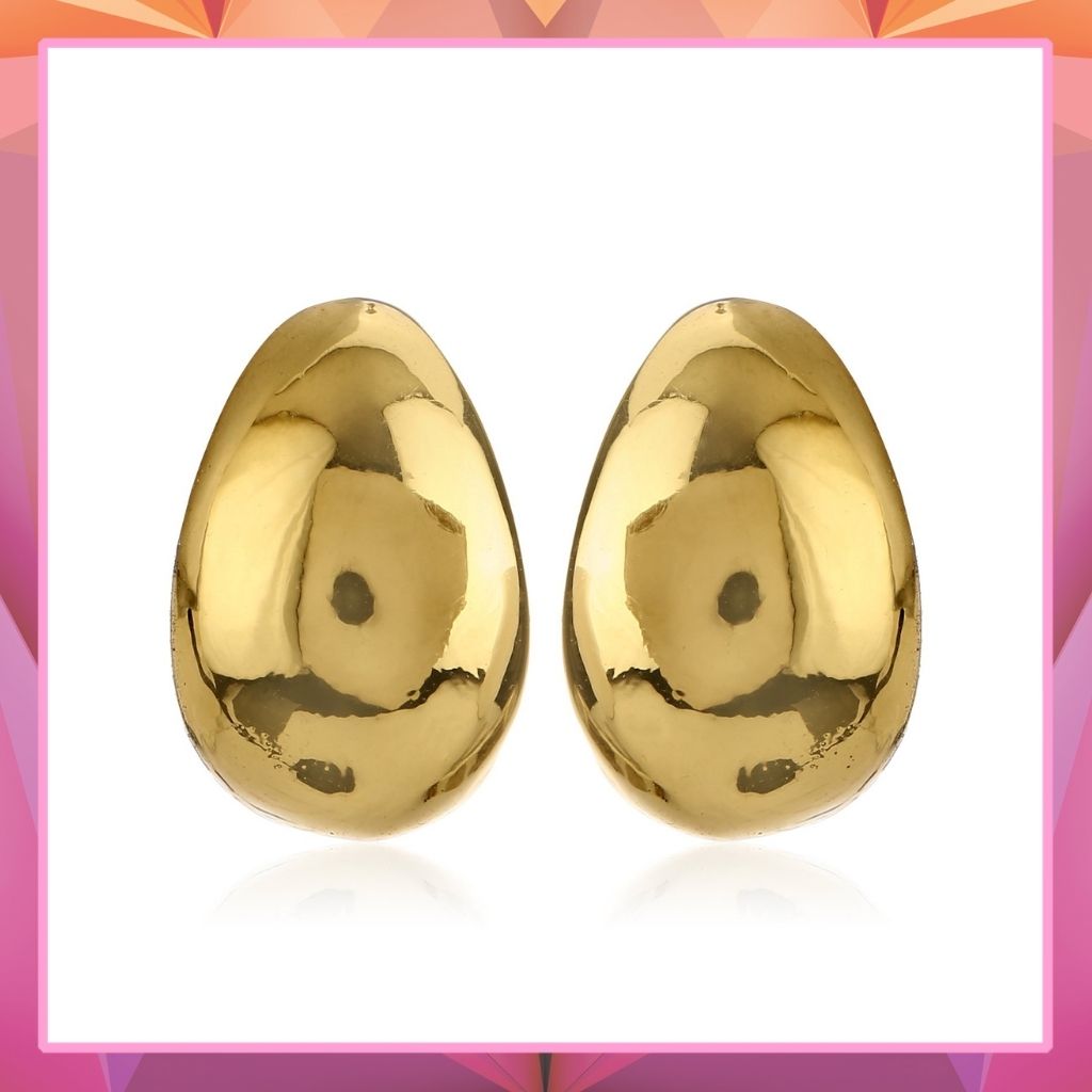 Gold Plated Round Stud Womens Earrings