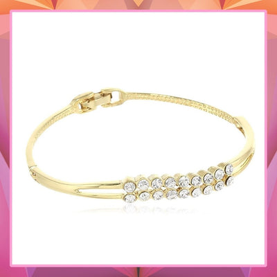 Estele Gold Plated Double Line Cuff Bracelet for women