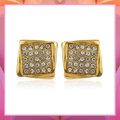 Square Shaped Stud With White Austrian Crystal Stone Earrings