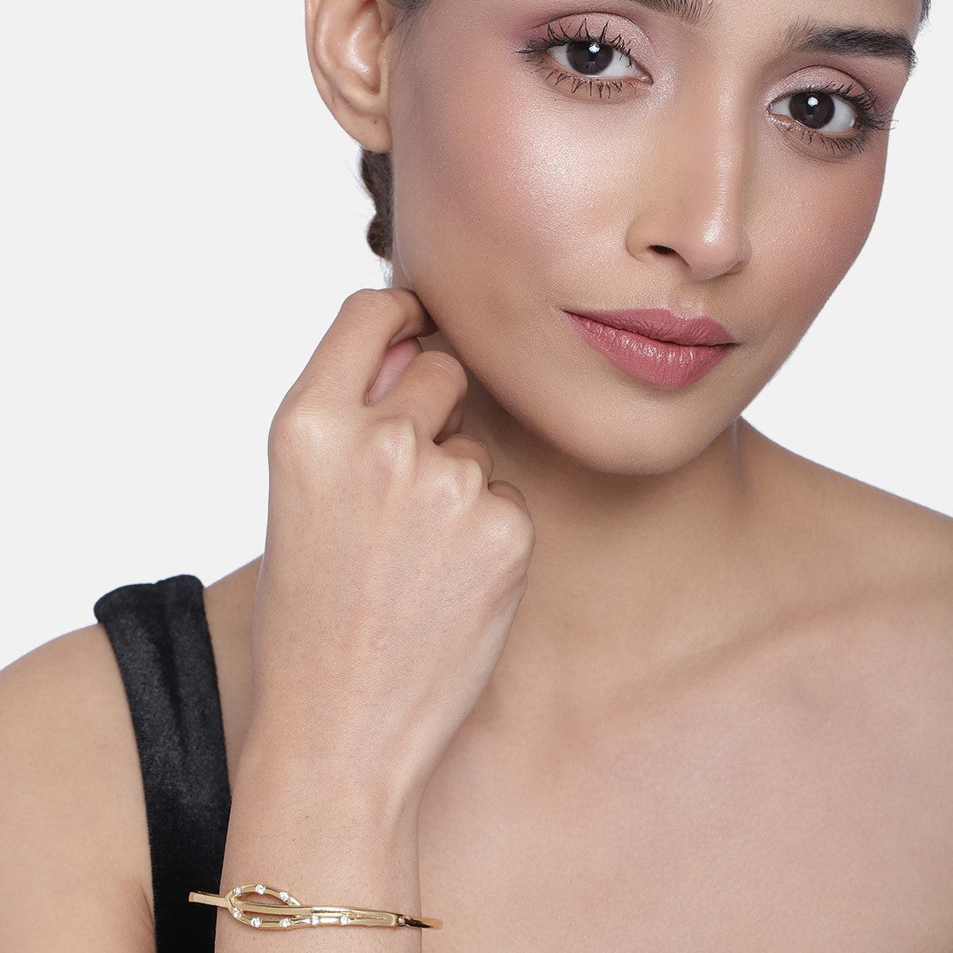 Estele Designer American Diamond Gold Plated Bracelet for Women