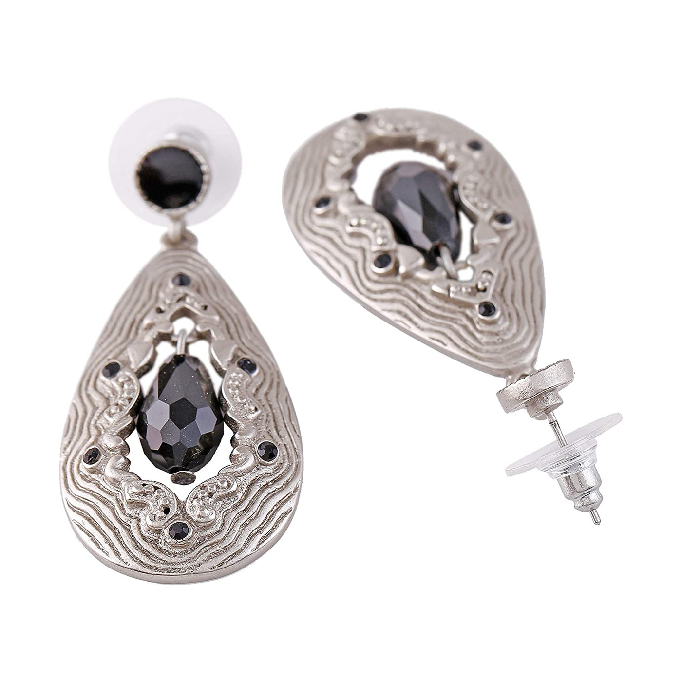 Estele Oxidized Silver Plated Designer Grand canyon drop Dangle Earrings