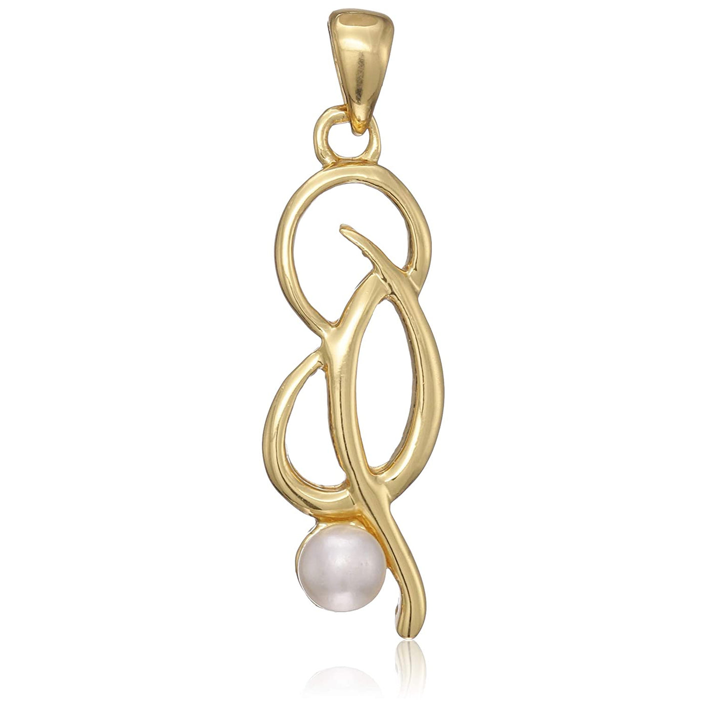 Estele - 24 CT Gold Plated Alpha Curved Pearl Pendant for Women / Girls