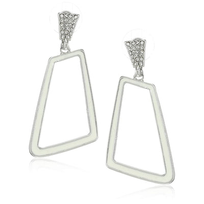 Estele white goemetric shaped hanging latest fashion earrings for women