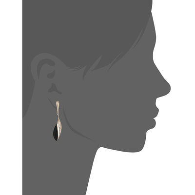 Estele Rose Gold Plated Stylish black coloured enamel hanging earrings for women