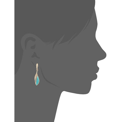 Estele Rose Gold Plated Stylish blue coloured enamel hanging earrings for women