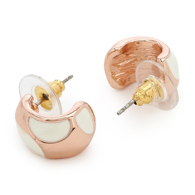 Rose Gold White Enamel Casual stud earrings