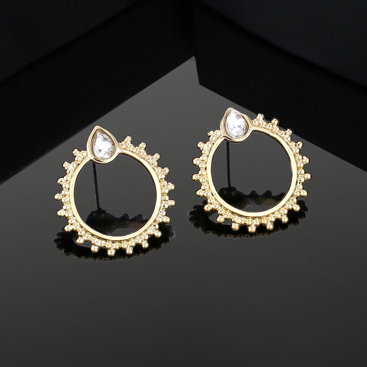 Estele Gold Plated Circular Stud Earrings for Women