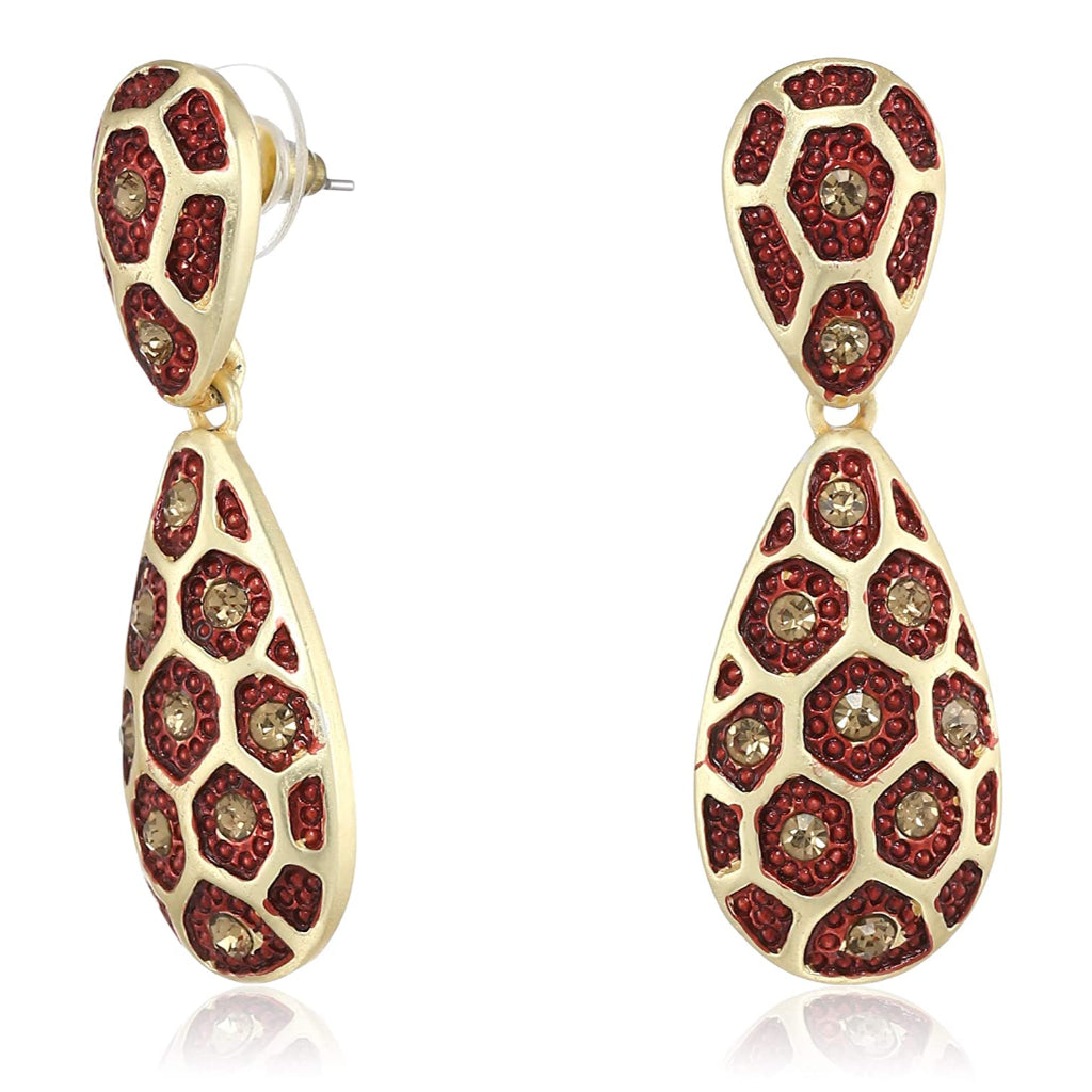 Estele Gold Plated Chocolate Honey comb Dangle Earrings for women