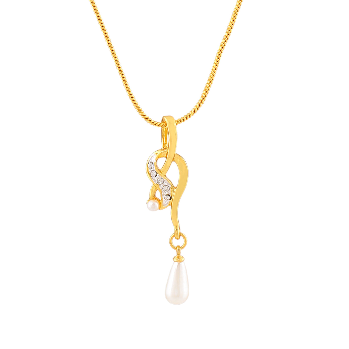 Estele Gold Plated Elegant Pendant with Crystals for Women