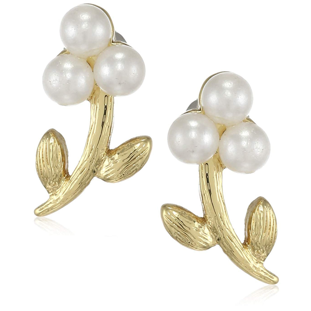 Estele Gold Plated Pearl Monocot Stud Earrings for women