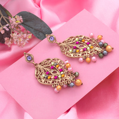 Estele Gold-Plated Beaded Dangle & Drop Earrings For Women