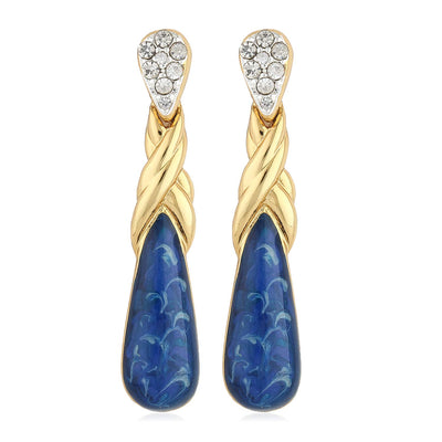 Estele Valentines Day Gifts For Women Rhinestone Stud Earrings For Girls & Women (BLACK & BLUE)