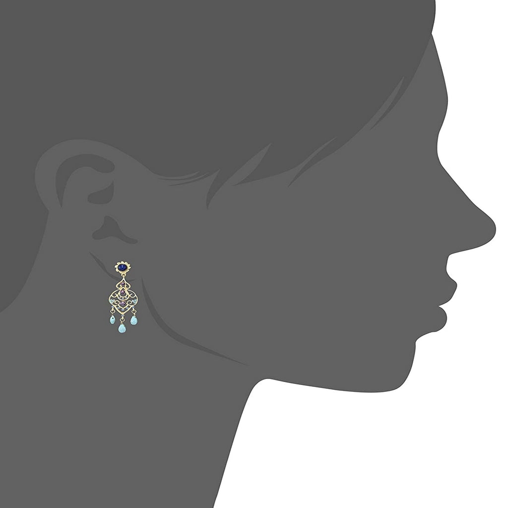 Estele  Gold Plated dark blue colour bead partywear earrings for women