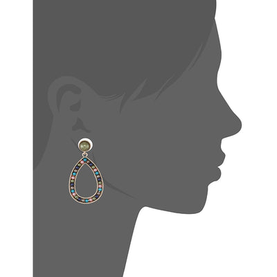 Estele multi colour bead earrings with green top for women