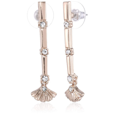 Estele Rose Gold Plated Crystal studded Sugarcane Dangle Earrings for women
