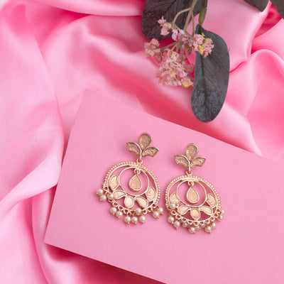 Rose Gold Stylish Fancy Party Wear Pearl Earrings