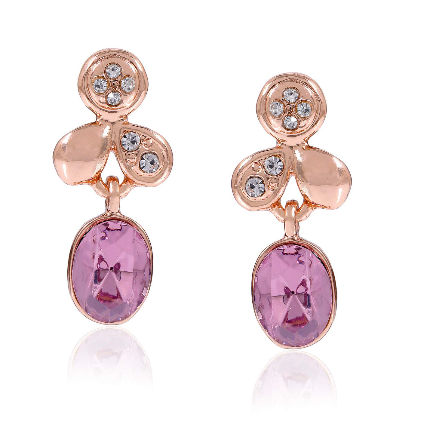 Estele Valentines Day Gift Rose Gold Drop Earrings For Girls & Women