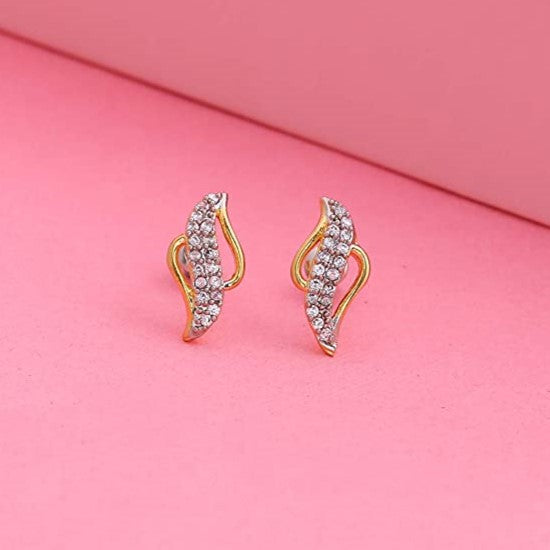 Estele Gold Plated Pearl Lady bug Stud Earrings for Women