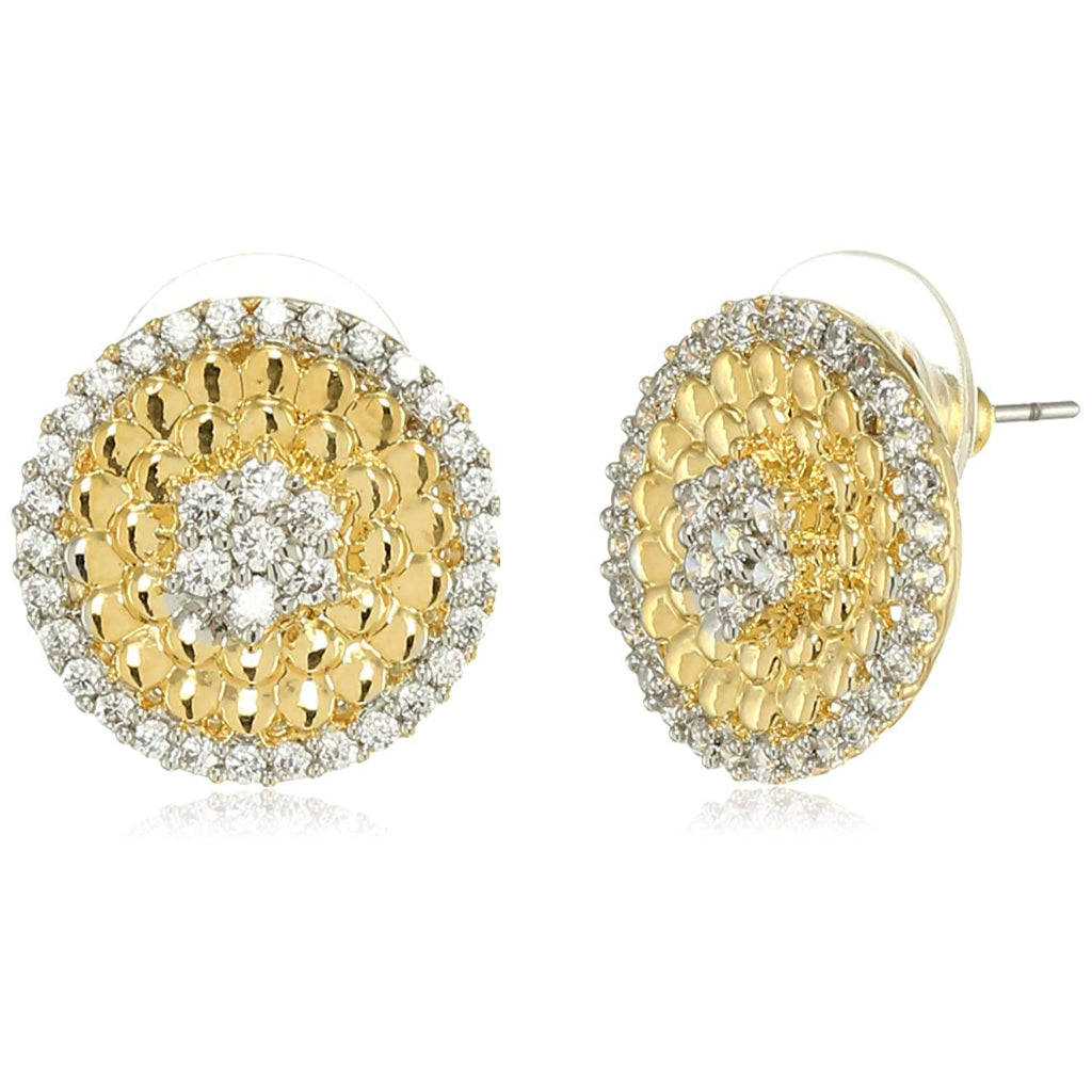 Estele  Gold Plated American Diamond Round Shaped Earrings for Women
