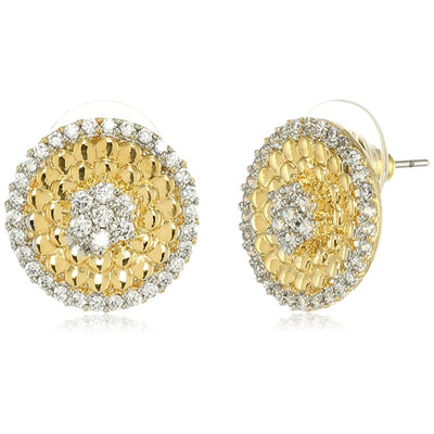 Estele  Gold Plated American Diamond Round Shaped Earrings for Women