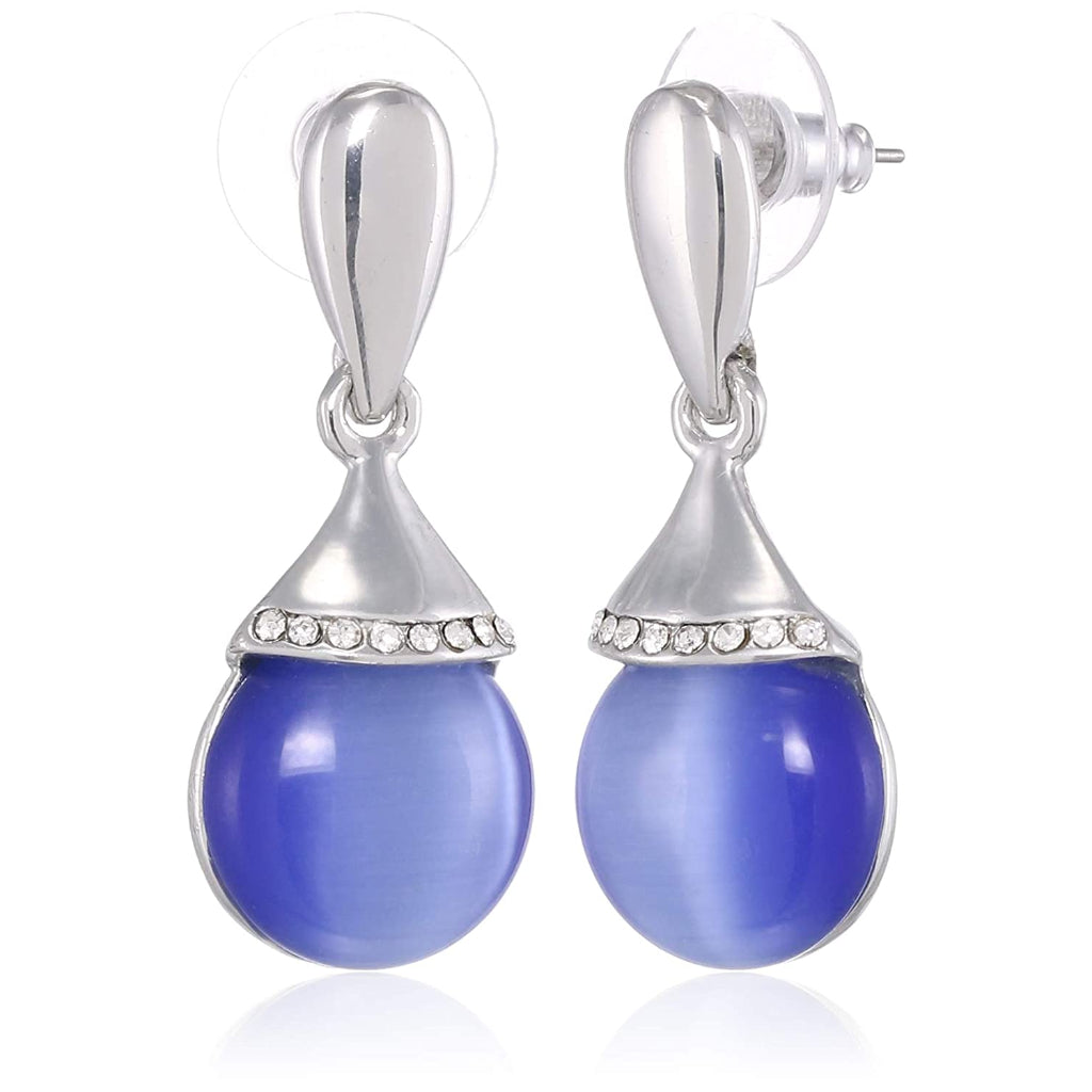 Estele blue colour drop hanging latest earrings for women