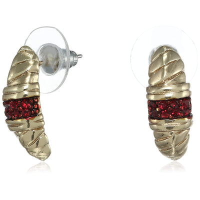 Estele red colour crystal with gold plated sides earrings for women