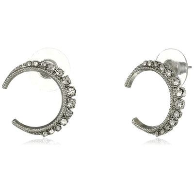 Estele White colour Stone Crescent Earrings for women