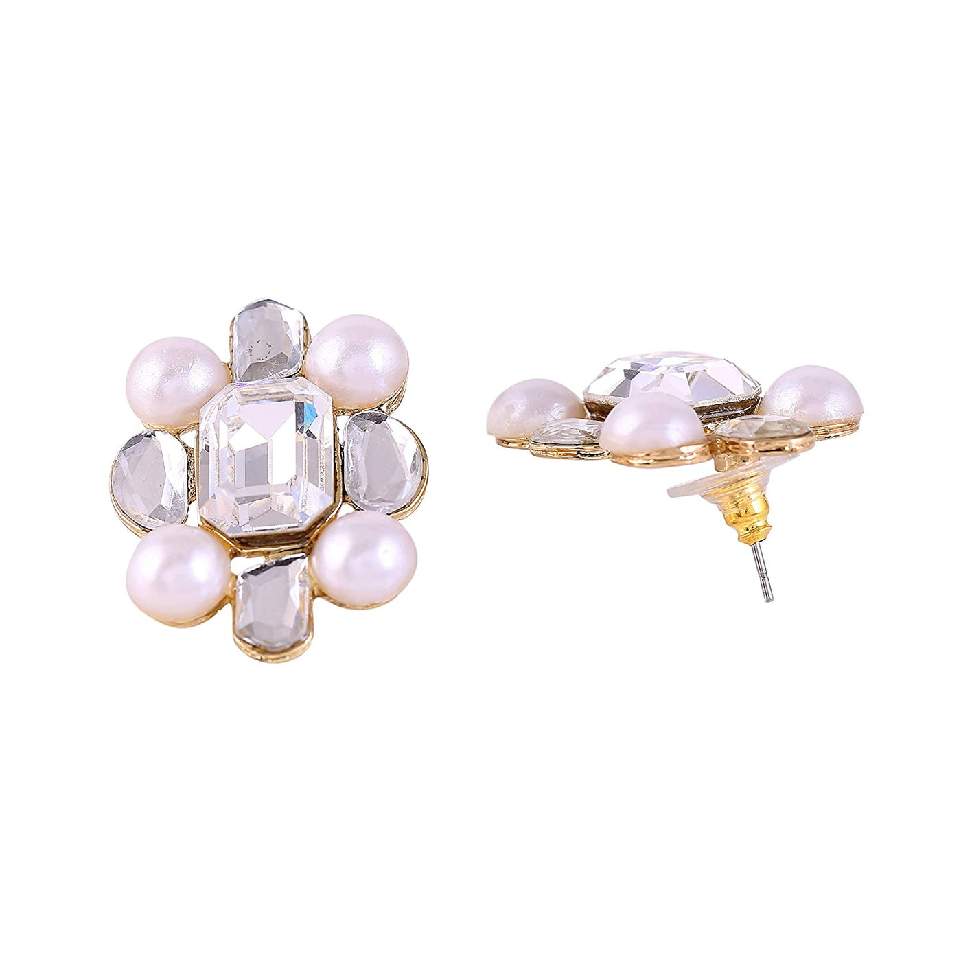 Estele Imitation Gold Tone Plated AIYNA - SQAURE SHINES STUDS for women