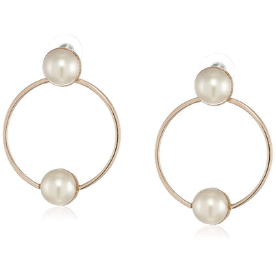 Estele Gold Plated Bold Ring Pearl studded Earrings for women