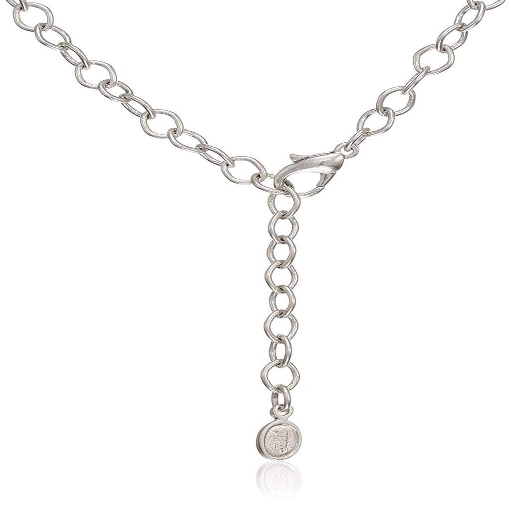 Estele silver fancy chain with silver designer heart pendant set for women