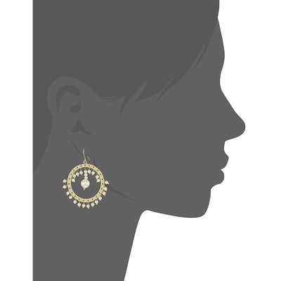 Estele Gold Plated Pearl Chandbali Hoop Earring for Women