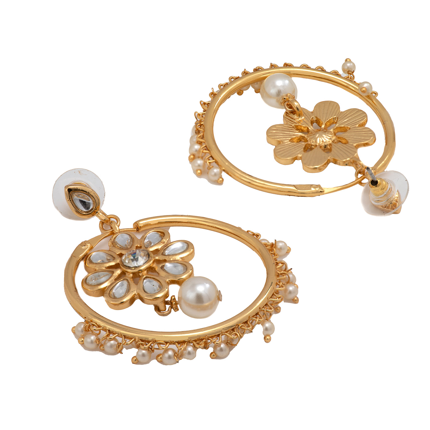 24K Gold Plated Traditional Bali Stud Hoop Earrings