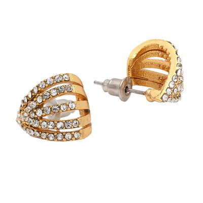 Estele  Gold Plated Crystal Line Half huggie Earrings for Girl's