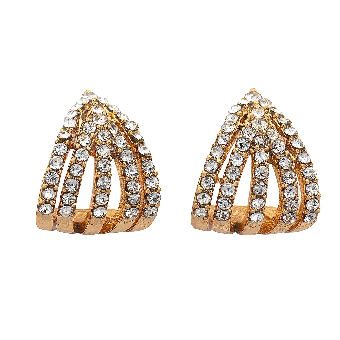 Estele  Gold Plated Crystal Line Half huggie Earrings for Girl's