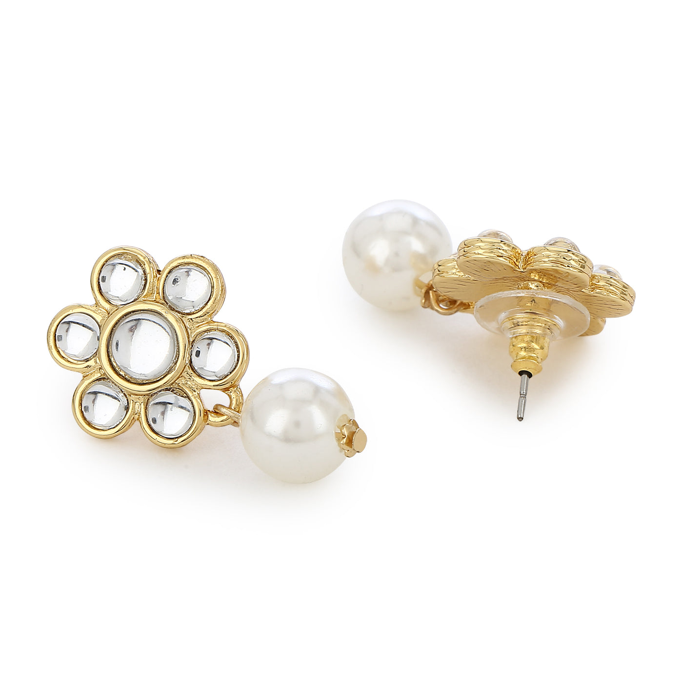Flower Shaped Pearl Drop Earrings